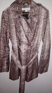Via Spiga Python Trench/Rain Coat Women S Brown Snake Print Belted Chic Cool - Picture 1 of 4