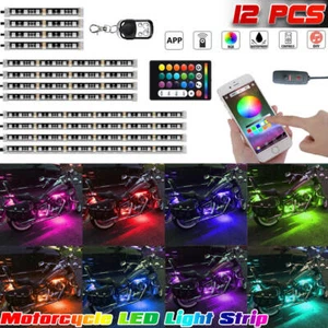 Kit de luces LED debajo de la carrocería brillante RGB para motocicleta 12x tira de neón para Suzuki Kawasaki - Imagen 1 de 7