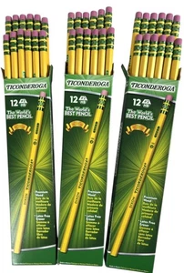 Lápices Ticonderoga con estuche de madera sin afilar #2 HB amarillo suave 36 unidades NUEVO - Imagen 1 de 8