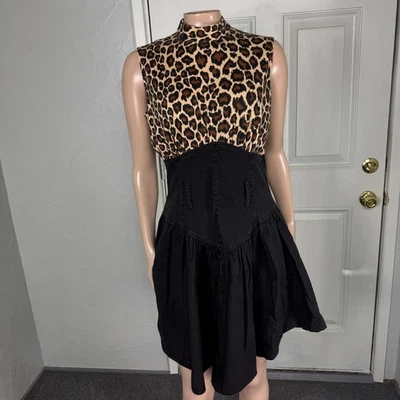 Vestido vintage años 80 How Sweet it is para mujer algodón estampado animal 9 guepardo B14 Foto 1 de 4