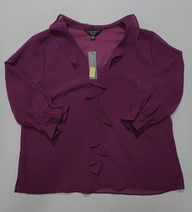 Investments Women's Petite Purple Chiffon Lined Top Size PL - Picture 1 of 4
