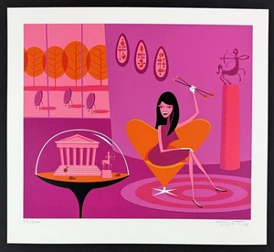 Serigrafía optimista y jovial firmada 2003 Josh Agle Sagitario SHAG PRINT - Imagen 1 de 3