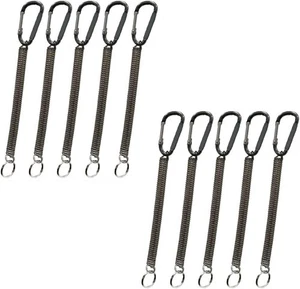 Coiled Lanyard Spring Coil Cord Keychain for Fishing Rod Tool Gray-black - Picture 1 of 7