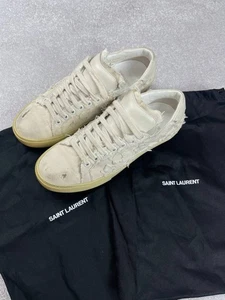 Saint Laurent Paris Distressed Denim Sneakers Size 38 - Picture 1 of 22