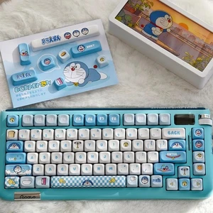 129 Keys MOA Profile Dye Subs Cute Blue White Doraemon Keycap Set  - Picture 1 of 7