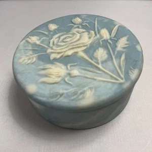 Vintage Rose Incolay Schmuckschatulle Schmuckschatz Floral signiert Robert Nemiz 3,75 Zoll - Bild 1 von 10