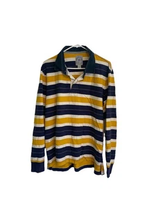 Vintage Lands End maglia rugby a righe manica lunga polo uomo L preppy anni 90 - Foto 1 di 11