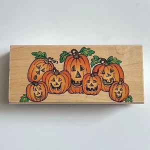 Vtg 1997 Hero Arts Silly Halloween Pumpkin Border Wood Mounted Rubber Stamp - Picture 1 of 7
