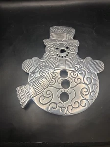 Schneemann Silber Metall Untersetzer Wandbehang Winter Urlaub Weihnachten Dekor 8" - Bild 1 von 12