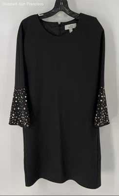Vestido Belle Badgley Mischka Negro Manga Campana Ojal Cambio Mujer Talla 12 Foto 1 de 4