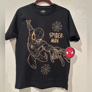 NWT Disney Marvel Spider-man Gold n Black Tee sz Kids XL / Adult M - Picture 1 of 2