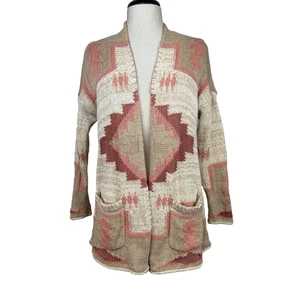 Lauren Ralph Lauren Sweater Womens Petite Small Aztec Cardigan Pockets Western - Picture 1 of 13