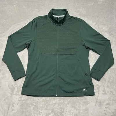 Chaqueta Adidas Golf Cremallera Completa Hombres XL Verde Manga Larga Agujeros para Pulgares Foto 1 de 4