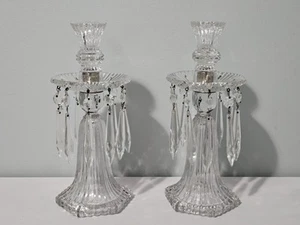 Heisey Ridgeleigh Candelabra w/Prisms 10.5” - Pair - Picture 1 of 24