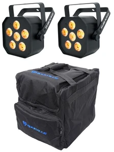 2) Chauvet DJ EZLink Par Q6BT ILS RGBA Bluetooth Rechargeable Wash Up-Lights+Bag - Picture 1 of 7