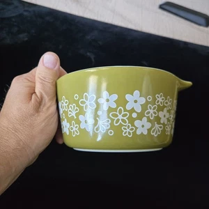 BONITA Cazuela Vintage Pyrex Verde Margarita Loca Flor de Primavera 473 1 Cuarto  - Imagen 1 de 6