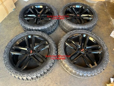 24'' inch FR94 TRAILBOSS BLACK WHEELS 35" MUD MT TIRES Silverado Tahoe Yukon - Image 1 of 4