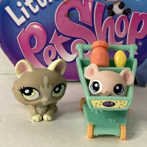 Littlest Pet Shop Spring Pets with #1370 Kitten #1371 Mouse Shopping Cart - Picture 1 of 5
