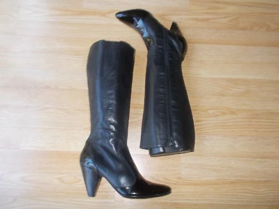 Femme Latitude Boots Tall Black Patent & Leather sz 39 US 9 NEW - Image 1 of 4