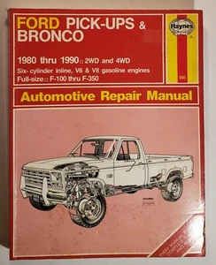 1980 thru 1990 Ford Pick-ups Bronco F-100 thru F-350 Haynes Service Manual 880 - Imagen 1 de 7