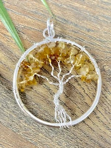 Citrin Lebensbaum Anhänger Edelstein Präparat Chakra Kristall Stein Schmuck - Bild 1 von 6