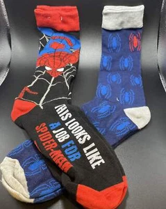 Marvel Spiderman Web Climbing & Logo 2Pk Mens Socks Size 6-12 - Picture 1 of 4