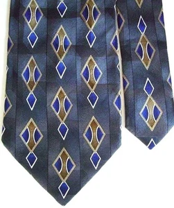 Ziggurat Men's Silk Geometric Neck Tie Gray Multi Classic 3 3/4" x 58" - Picture 1 of 2