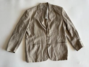 Gap Blazer Jacket Men Large Beige Long Sleeve Notch Lapel Single Breasted Linen - Picture 1 of 8