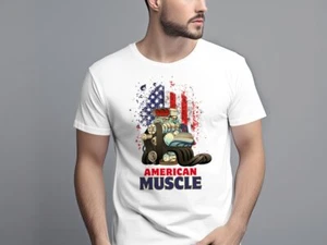 Mustang Nova Big Block Blower V8 Motor Blanco Gráfico Hombre Camiseta Camiseta - Imagen 1 de 1