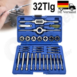 Gewindeschneider Set 32tlg Gewindebohrer Gewindeschneid Satz Schneideisen M3-M12 - Bild 1 von 10
