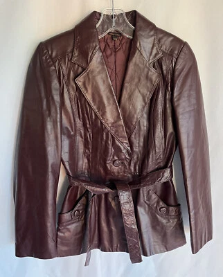 CHAQUETA DISCOTECA GLAM VINTAGE AÑOS 70 MUJER CUERO cinturón 7/8 Foto 1 de 4