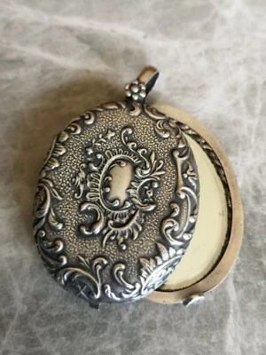 Ancien Miroir ouvrant de Châtelaine XIXe Métal Argenté Ou Argent - Photo 1/4