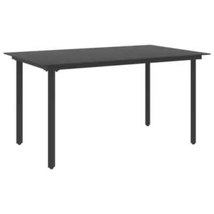vidaXL Garden Dining Table Black 150x80x74 cm Steel and Glass - Picture 1 of 5