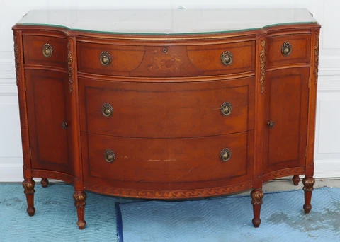 Mahogany 5 drawer and 2 door dresser Cover