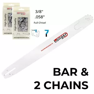 36" LONGER CHAINSAW BAR for Husqvarna 3/8 058 & 2 x CHAINS - FULL CHISEL PRO - Picture 1 of 5