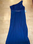 NAVY GOWN Adriana Papell Navy Blue One Shoulder Maxi Dress Size 20