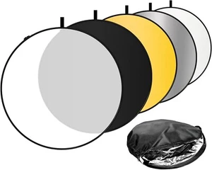 LimoStudio 43” 5 Photography Collapsible Light Disc Reflector: Silver Gold Trans - Picture 1 of 6