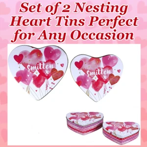 2 Valentine Tins! HEART SHAPED~Nesting Set of Two! "SMITTEN"! ๐ - Picture 1 of 1