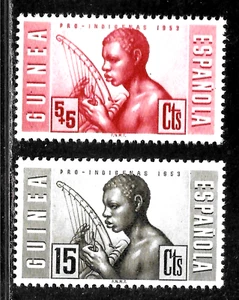 HICK GIRL-BEAUTIFUL MINT SPAINISH GUINEA SC#324 & B25 MUSICIAN X3608 - Picture 1 of 2