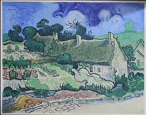 Vincent Van Gogh "Thatched Cottages at  Cordeville" original lithograph on paper