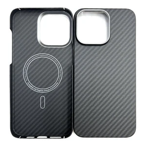 Magnetic Aramid Carbon Fiber Case Compatible with MagSafe for iPhone 15 Pro Max - Photo 1 sur 40