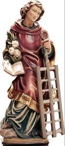 STATUA DI SAN LORENZO CM 20 SCOLPITA IN LEGNO DELLA VALGARDENA DECORO A MANO - Foto 1 di 1