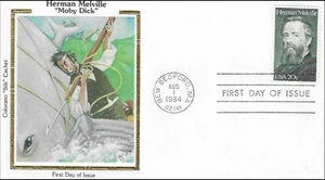 Moby Dick Herman Melville Adventure Fiction 1851 USA Colorano Silk FDC 1984 - Picture 1 of 1