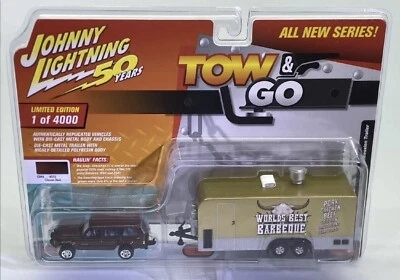 JOHNNY LIGHTNING - 1/64 TOW AND GO JEEP BBQ FOOD TRAILER NEW - Image 1 of 4