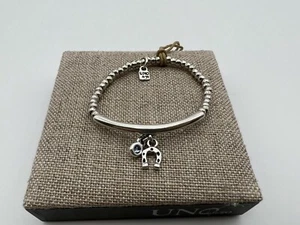 NEW Uno de 50 RIDING Silver Plated Stretch Bracelet Horseshoe Size Medium - Picture 1 of 6