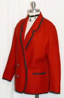 DISTLER ~ LANA HERVIDA ROJA Mujeres Cárdigan Alemán Caza CAMINAR Suéter Chaqueta 12 M Foto 1 de 4