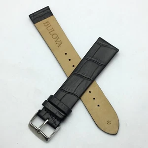 20 mm Bulova Genuine Leather Black Watch Band Strap - Picture 1 of 5