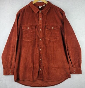 Roxy Corduroy Top Women XL Button Up Long Sleeve Shirt Brown Shacket Retro Y2K - Picture 1 of 10