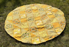 Vintage Tablecloth 70S Floral Bamboo 70" Round Yellow Green And Orange