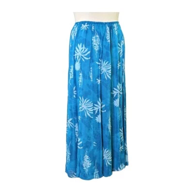 Vintage Carole Little Floral Long Skirt Rayon Blue Lined Size 14  - Image 1 of 4
